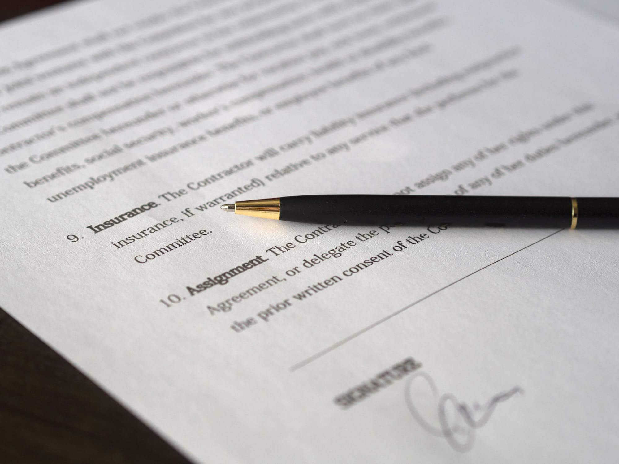 Signed document agreement
